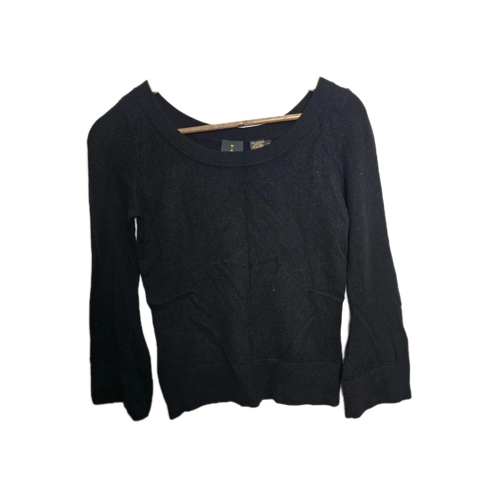 Magaschoni 100% Cashmere Sweater Women's Size S Black Scoop Neck Knit Pullover